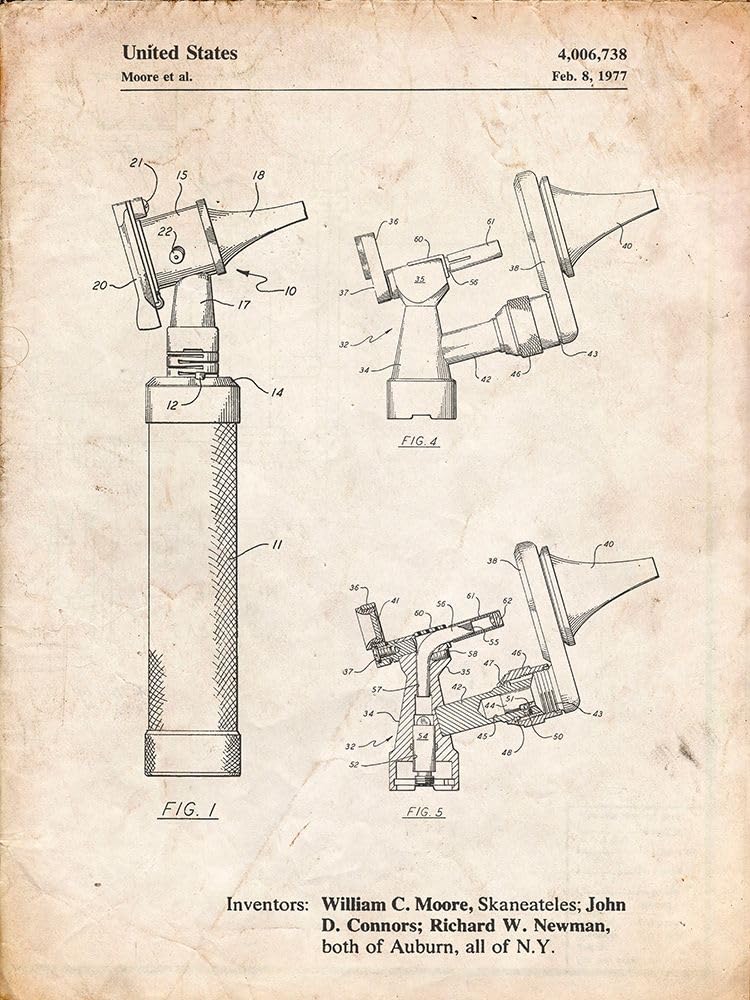 PP978-Vintage Parchment Otoscope Patent Print Poster Print - Cole Borders (18 x 24) - BeesActive Australia