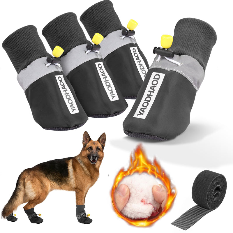 YAODHAOD Dog Snow Boots Breathable Socks，Dog Shoes Fleece Snow Booties for Medium to Large Dogs，with Reflective Straps Anti-Slip Sole，Dog Boots & Paw Protectors for Indoor (Black, XX-Large) Black - BeesActive Australia