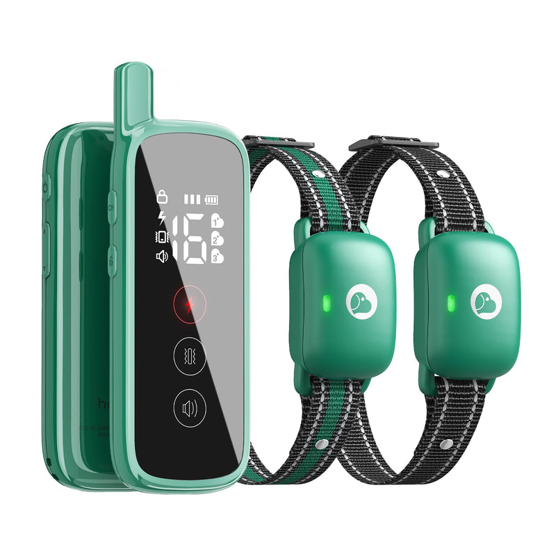 Dog Shock Collar Featuring A Touch Screen, E-Collar with Security Lock and 3 Training Modes, Rechargeable, Waterproof Dog Training Collar for Large Medium Small Dogs, for All Breeds, Size 2x Dogs (Green) - BeesActive Australia