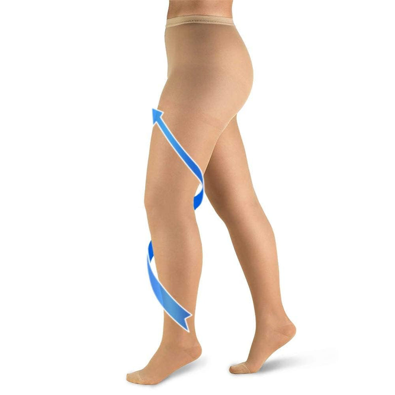 20-30mmHg Compression Pantyhose for Women, Medical Compression Stockings, High Waist Opaque Compression Tights for Lymphadema Edema, Swelling, Varicose Veins, Support Hose for Teacher Doctor M Beige