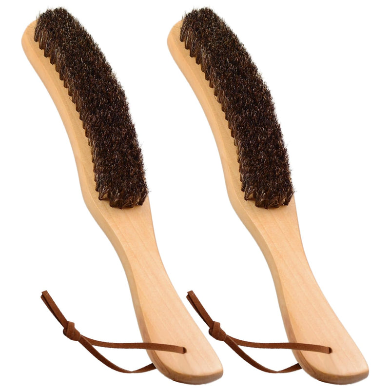 2PCS Horse Hair Brushes Felt Hat Brush with Horse Bristle Lint Brush for Pet Hair Remover Premium Lint Remover for Suits, Cashmere, Suede, Shoes Wood Handle Brush - BeesActive Australia