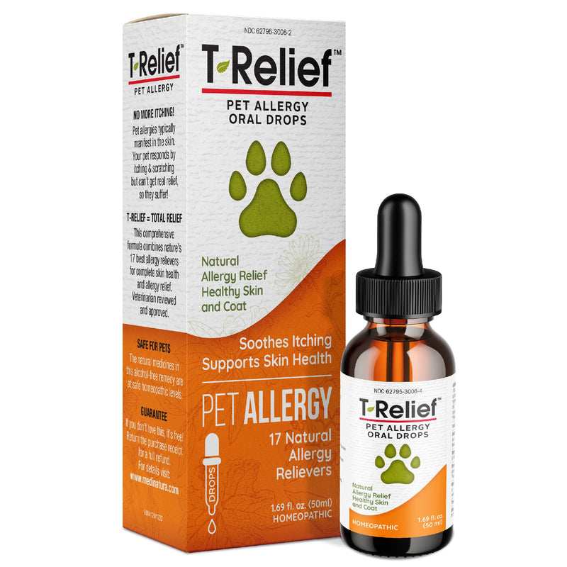T-Relief Pet Allergy Support Drops for Dogs & Cats Itchy Relief Supports Healthy Skin & Coat Natural Medicine Helps Soothe Hot Spot Itching Paws Licking Runny Nose Sneezing Watery Eyes - 1.69 Fl oz - PawsPlanet Australia