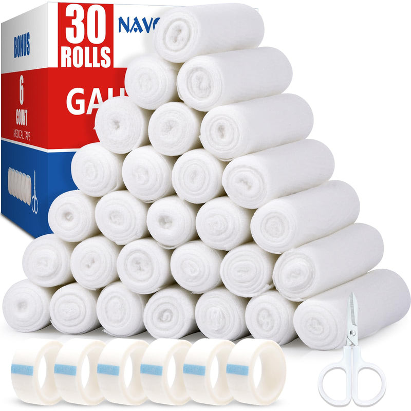 30 Pack Gauze Rolls Bandages, 4 in x 4.1 Yards, Individually Wrapped Breathable Rolled Gauze, Mummy Wraps, Premium First Aid Supplies & Medical Supplies for Wounds Pack of 30 - BeesActive Australia