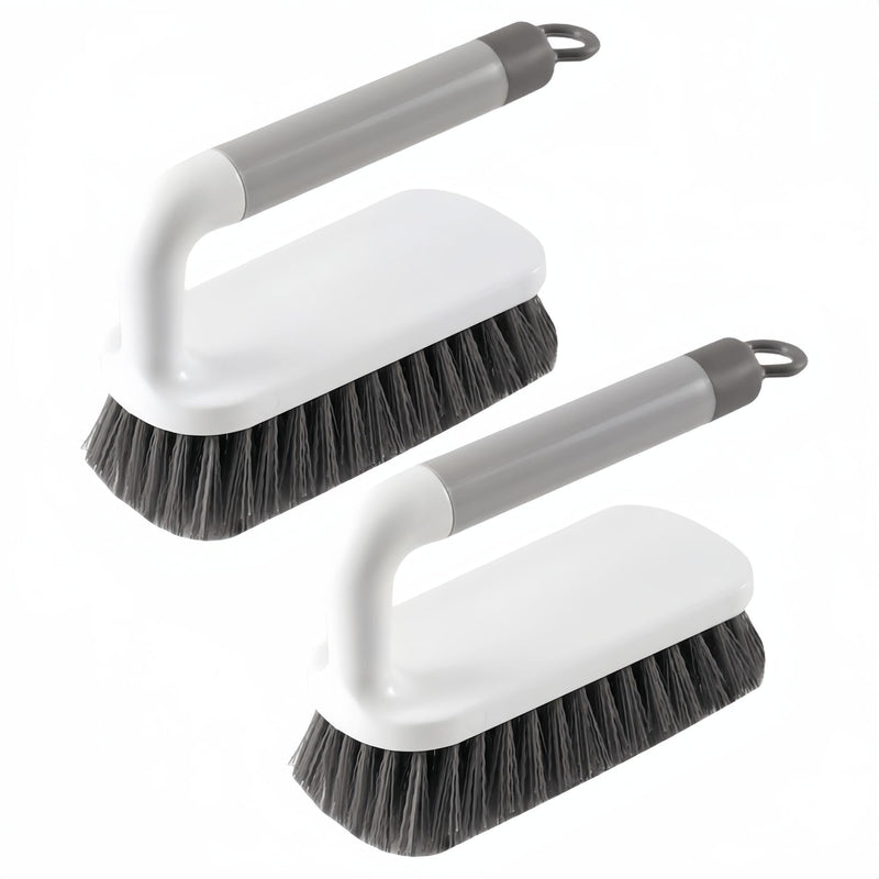 Scrub Brush, Scrubbing Cleaning Brushes, Heavy Duty Cleaning Brushes with Handle, for Shower, Bathroom, Carpet, Kitchen and Bathtub Scrubber, 2 Pack (Grey) Gray - BeesActive Australia