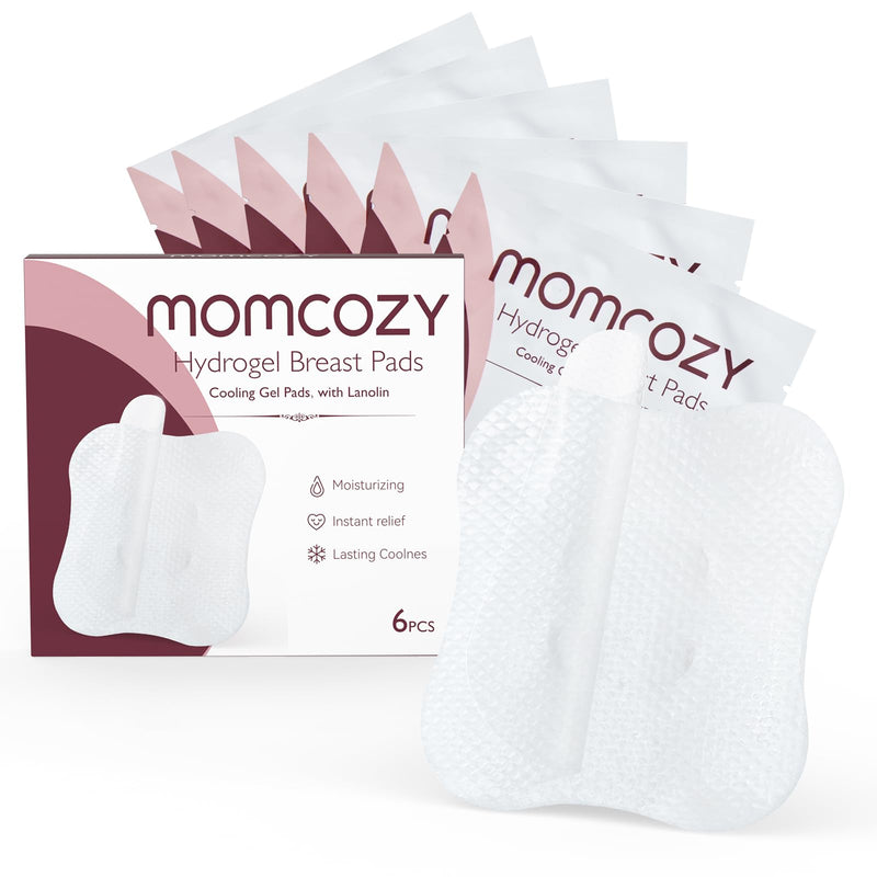 Momcozy Soothing Gel Pads, Instant & Long Cooling Relief for Sore Nipples, Made without BPA, Hydrogel Pads with Lanolin for Breastfeeding, 6 Count 6 PCS - BeesActive Australia