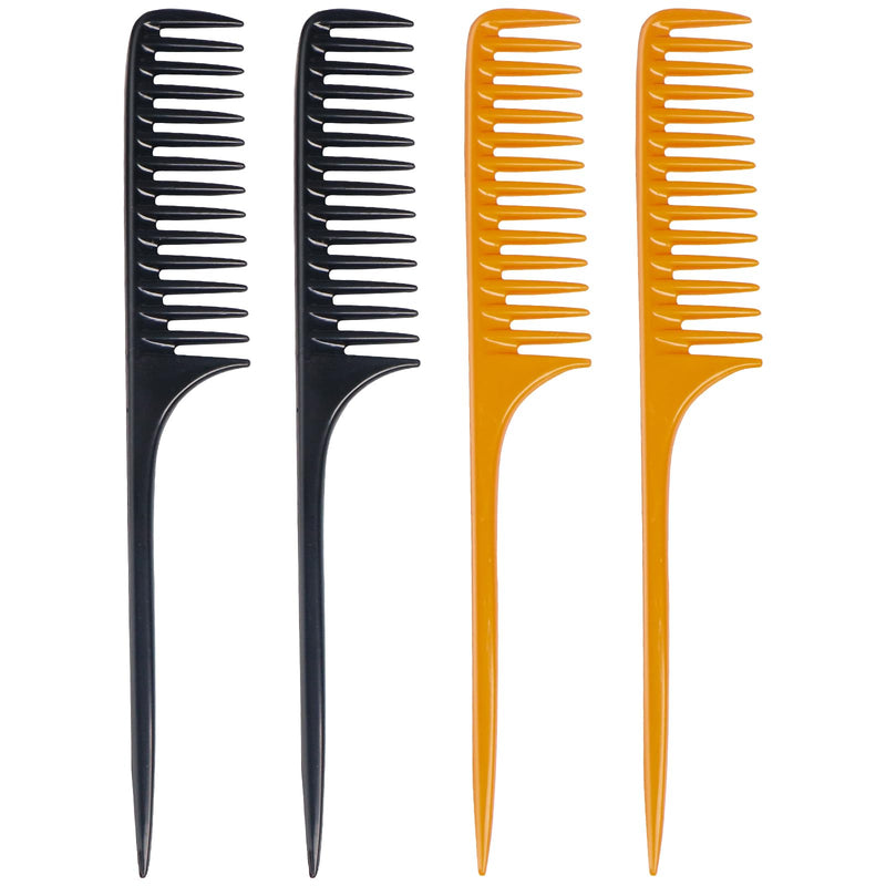 4 PCS Wide Tooth Rat Tail Comb - Detangling Parting Hair Brush Comb for Wet Curly Hair,Styling Hair Comb for Women Men,Anti Static Heat Resistant Teasing Combs for all Kinds of Hair - BeesActive Australia