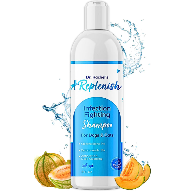 Replenish Anti Itch Dog Shampoo with Ketoconazole and Chlorhexidine for Dog Skin Irritation Treatment & Itchy Skin Relief - Dr. Rachel’s Veterinary Formula Dog Shampoo with Cucumber Melon Scent - 8 oz - PawsPlanet Australia
