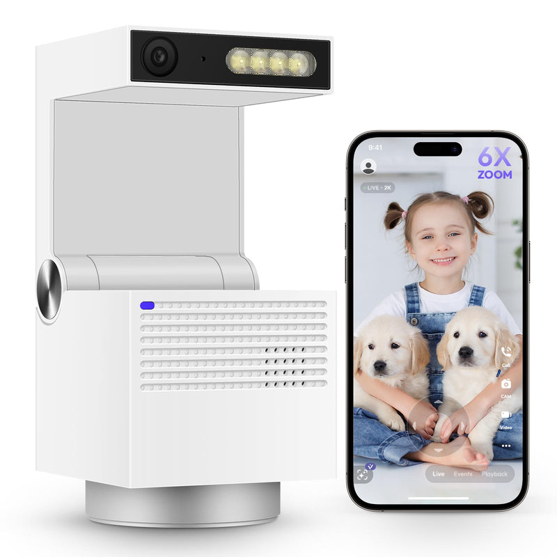 Genie S 5MP HD Indoor Security Camera with 6X Zoom, 2-Way Audio, Privacy Protection, Motion Tracking for Baby & Pet, 350° Pan & 135° Tilt, 32GB Local Storage, Compatible with Alexa - BeesActive Australia
