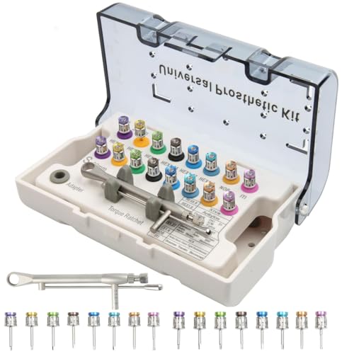 Dental Implant Torque Wrench Universal Kit Adjustable 10-70Ncm 16Pcs Rectangular Colorful