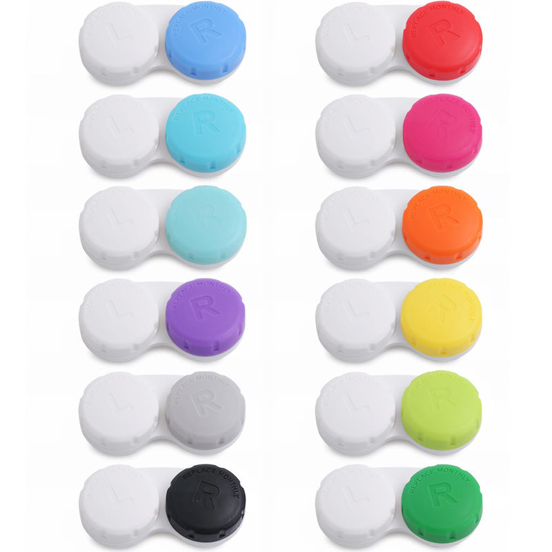 Contact Lens Case, 12 Pack Colorful Empty Contact Lens Cases Box Holder Container for Storage, Travel, Daily Home Use multi-color