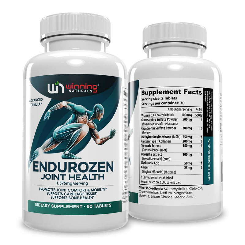 EnduroZen Joint Support Supplement Advanced Formula (60 tabs) - Glucosamine, Chondroitin, MSM, Turmeric| Joint Health & Mobility Support| Non-GMO| for Men & Women| Supports Cartilage & Flexibility 60 Count (Pack of 1)