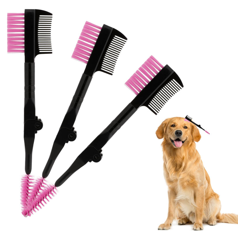 3 Pcs Dog Tear Stain Comb, Dog Face Comb, Dog Eye Brush, Tear Stain Comb for Small Dogs, Pet Tear Marks Brush, Pets Eye Cleaning Combs, Removing Crust Mucus and Flea Pink - BeesActive Australia