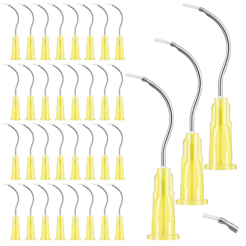100 Pcs Mixing Tips 19g Bent Dispensing Tips with Brush End Disposable Oral Irrigation Needle for Oil or Glue Applicator - BeesActive Australia