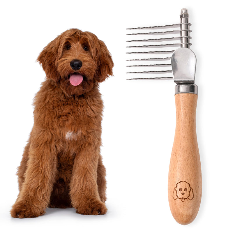 Dog Dematting Brush & Rake, Detangler Brush For Dogs, Comb Tool For Grooming, Best For Doodles, Poodles, Goldendoodles, Cats & Other Pets, Matted Fur Removal On Undercoat [We Love Doodles] - BeesActive Australia