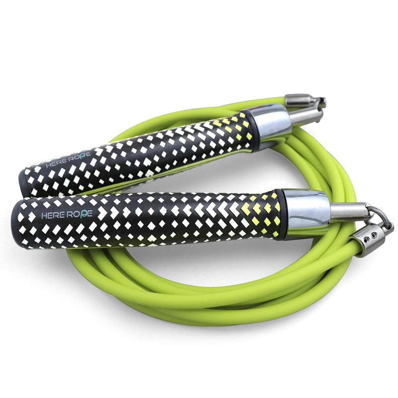 HEREROPE 1/4LB Weighted Jump Rope for Speed, Cardio, Boxing & Workout, Skipping Rope with Ball-bearing, Comfortable & Ergonomic Grip, Tangle Free Cable, Jump Ropes for Men Women Fitness Lemon L - 9'0"(User Height 5'7.5" - 6'0")