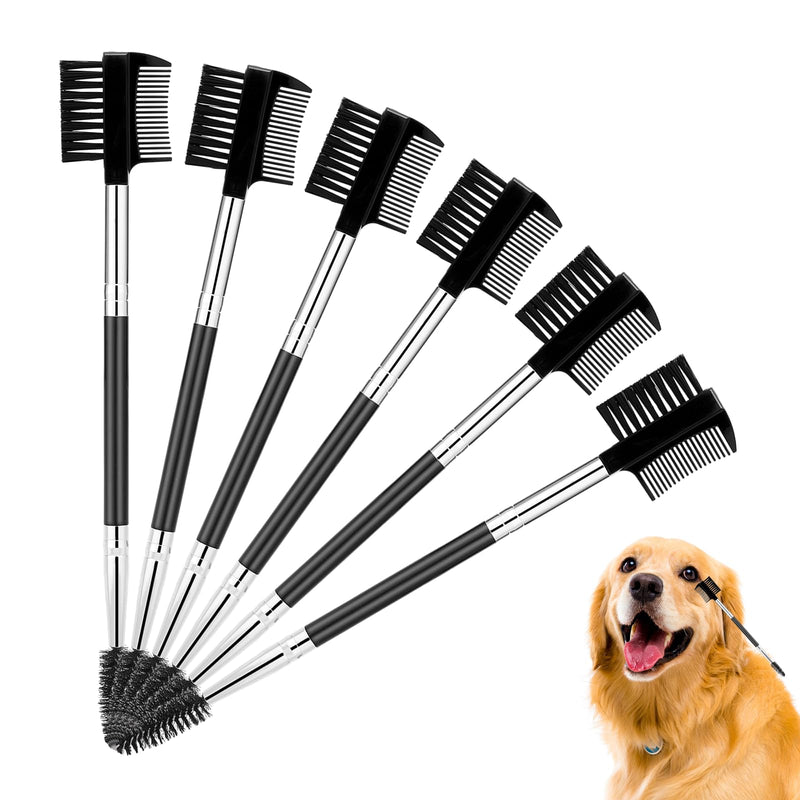 6 Pcs Dog Tear Comb Tear Stain Remover Comb Double-Head Dog Eye Brush Dog Eye Cleaning Comb Dog Eye Comb Brush Pets Grooming Comb Double-Sided for Dogs Cats (Black) - BeesActive Australia