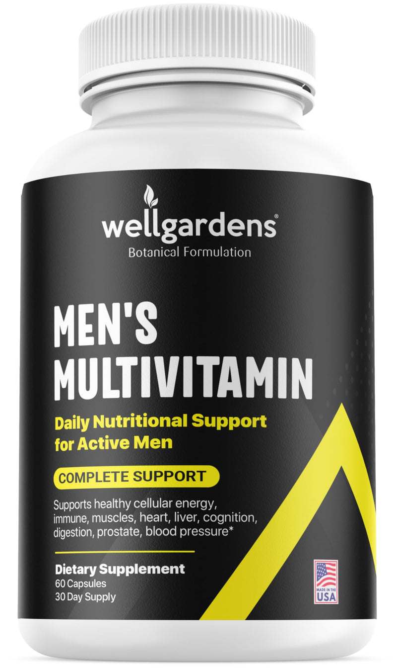 Mens Daily Multivitamin with Saw Palmetto, Lutein & Lycopene, Energy, Immune & Male Health Support, Vitamins A, C, D, E, B12, Zinc, Magnesium, Non-GMO, Gluten Free, 60 Capsules