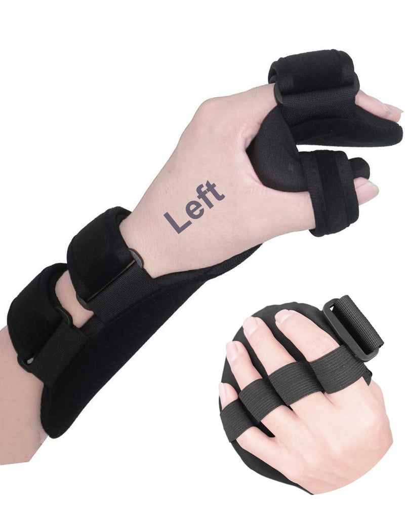 Stroke Resting Hand Splint Left - Medical Night Hand Immobilizer Brace Finger Separator Functional Wrist Brace for Carpel Tunnel Pain, Sprain Fracture, Tendonitis & Post Stroke Recovery Left - Large