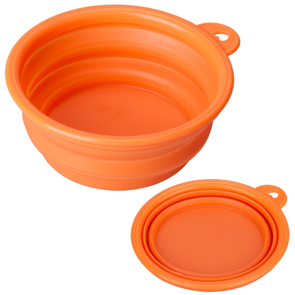 Portable Dog Water Bowls, Collapsible Dog Bowls, Silicone Dog Bowl, No Spill Water Bowl for Dogs, Outdoor Water Bowl for Cats and Dogs Food Bowl in 5 Colors, Collapsible Bowls for Camping Orange