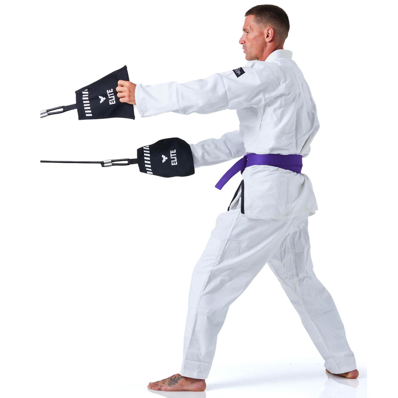 Elite Sports Jiu Jitsu Grip Trainer Simulate Gi - Resistance Band Grip Strength Trainer for BJJ MMA Judo & Grappling Training