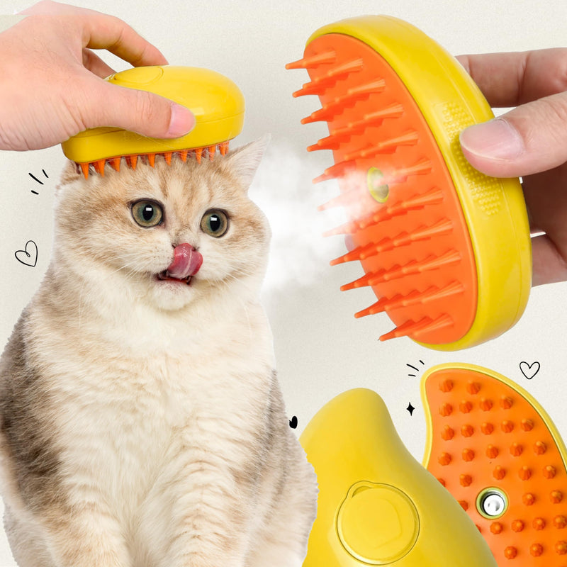 Steamy Cat Brush, 3in1 Multifunctional Cat Steam Brush - Rechargeable Self Cleaning Pet Steam Brush for Cat & Dog, Cat Steamy Brush for Removing Tangled & Loose Hair, Silicone Steamer Brush - Dog&Cats - BeesActive Australia