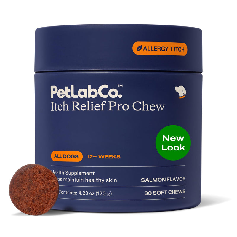 PetLab Co. Salmon Itch Relief Chew Pro for Dogs – Omega 3 for Dogs Itch Supplement - Packed with Beneficial Fatty Acids for Healthy Skin – Seasonal Allergies Support - Packaging May Vary Single Pack