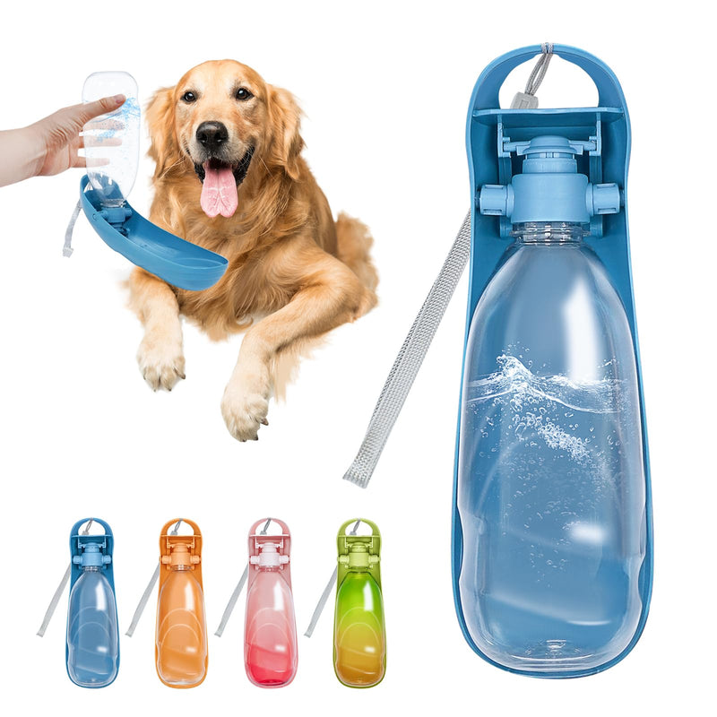 19oz Dog Water Bottle, Collapsible Dog Travel Water Bottle, Portable Dog Water Dispenser with Foldable Drinking Cup Bowl for Walking, Hiking, Lightweight, Leak-Proof, BPA Free, Blue A-Blue - BeesActive Australia