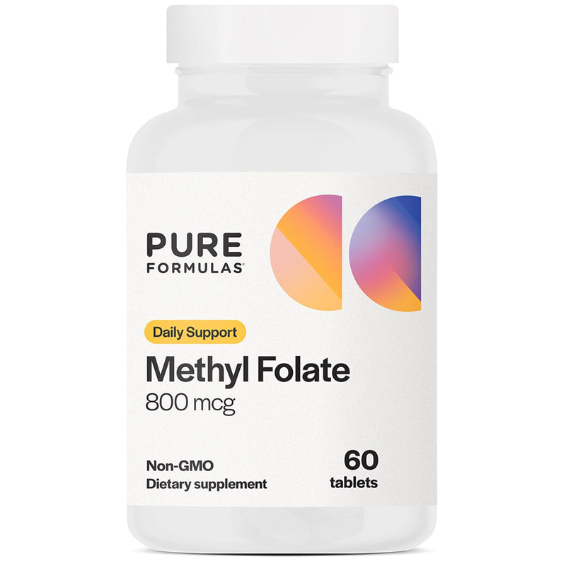 PureFormulas Methylfolate 800 mcg – Active B9 (5-MTHF) for Cardiovascular, Nerve & Mood Health, Non-GMO Vegetarian Tablets, 60 Count 60 Count (Pack of 1)