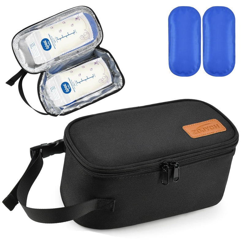 Breast Milk Cooler Travel Bag,Storage 4-6 Bag Freezer Milk,Insulated Cooler Bag With 2 Ice Pack,BreastFeeding Moms Travel/Daycare Essentials,Small,Black black - BeesActive Australia