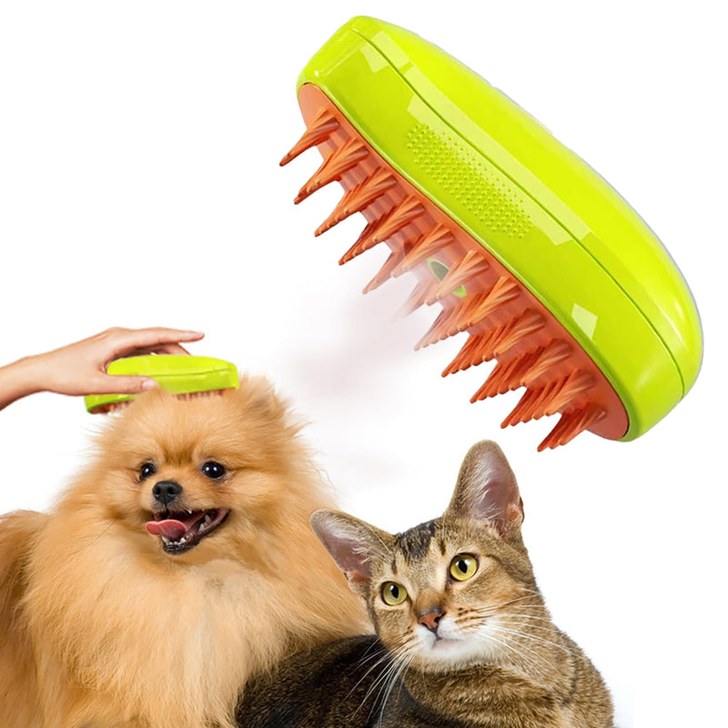 Steamy Cat Brush, 3 In1 Cat Steamy Brush, Self Cleaning Steam Cat Brush for Massage, Silicone Steam Pet Brush for Removing Tangled And Loosse Hair (green) green - BeesActive Australia