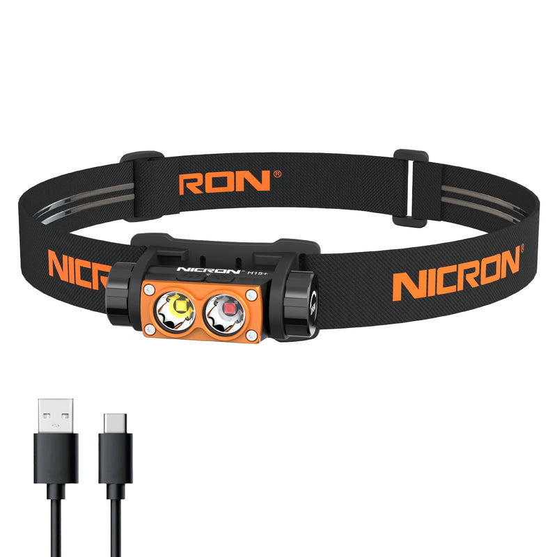 NICRON H15T Headlamp Rechargeable, 500 Lumens LED Headlamp with Red Light, IP67 Waterproof 8 Modes Head Leamps for Camping Running Fishing Adults Black - BeesActive Australia