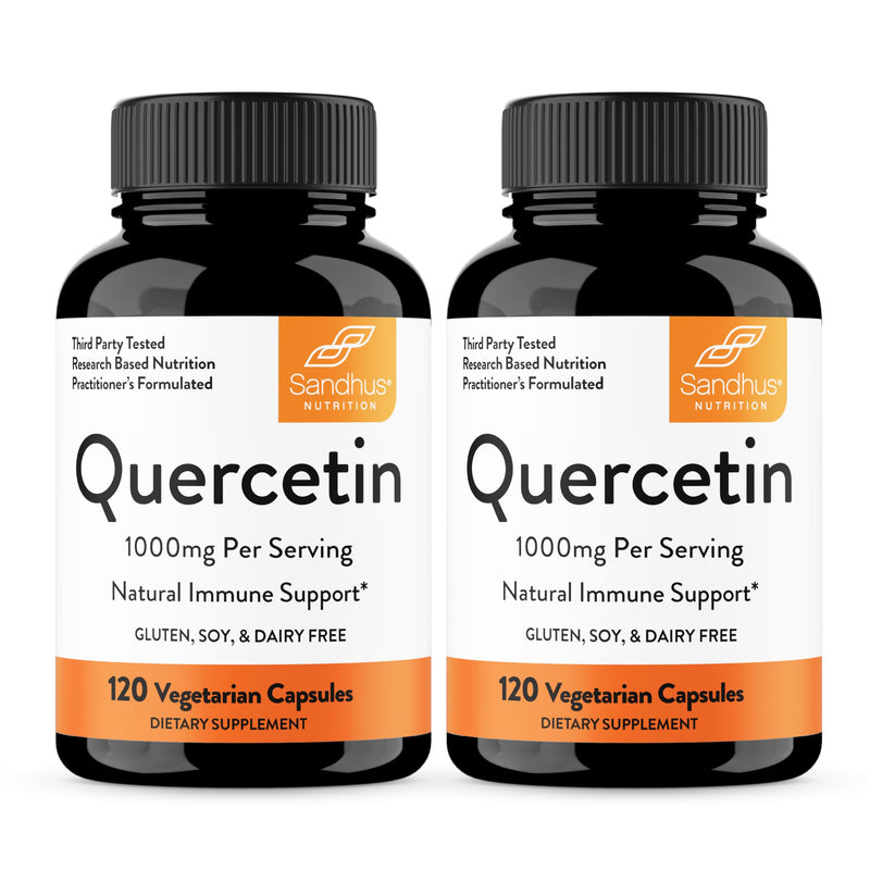Sandhu's Quercetin 500mg Capsules 1000mg Per Serving 240 Ct Vegetarian | Immune Support Quercitin Supplements Gluten-Free Antioxidant For Circulatory Health 120 Servings By Sandhu's 120 Count (Pack of 2)