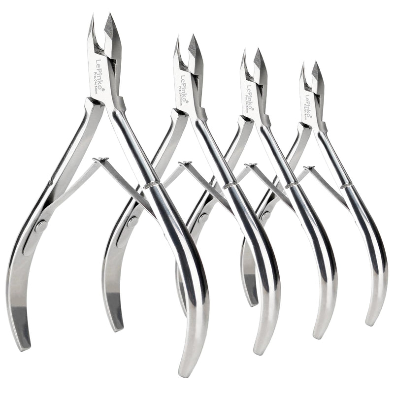 LePinko 4 Packs Upgraded Cuticle Trimmer kit, Sharp Dead Skin Clipper, Labor-saving Cuticula Remover for Fingernail Toenail, Manicure Pedicure Tool for Women Men, 5mm Jaw Silver - BeesActive Australia