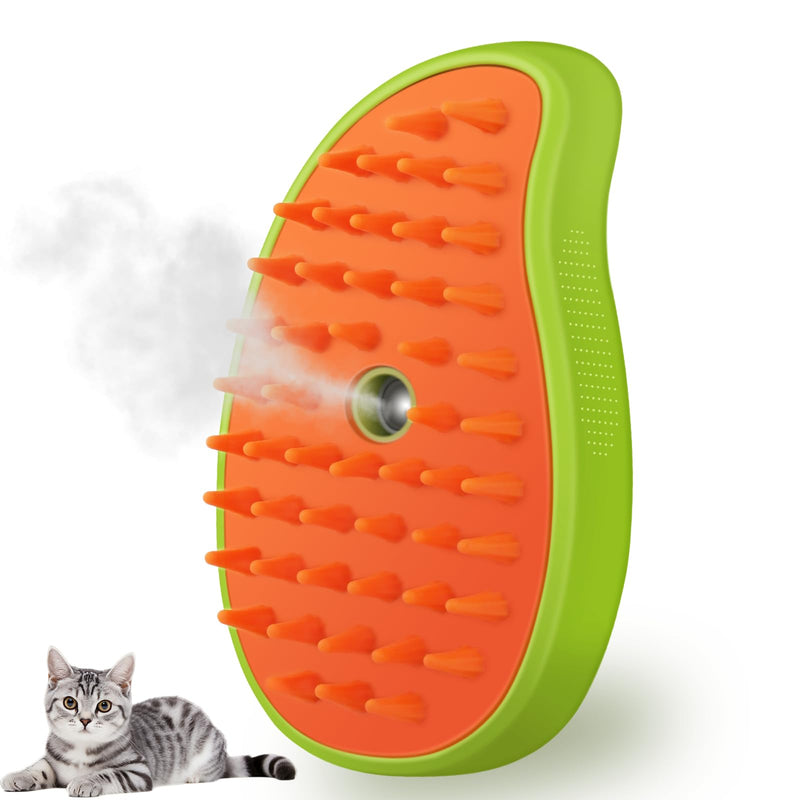 Cat Steam Brush, 3 in 1 Cat Steamy Brush Cleanser, Silicone Massage Grooming Brush, Pet Hair Cleaning Brush Comb for Cats Dogs(Mango Green) Mango Green - BeesActive Australia