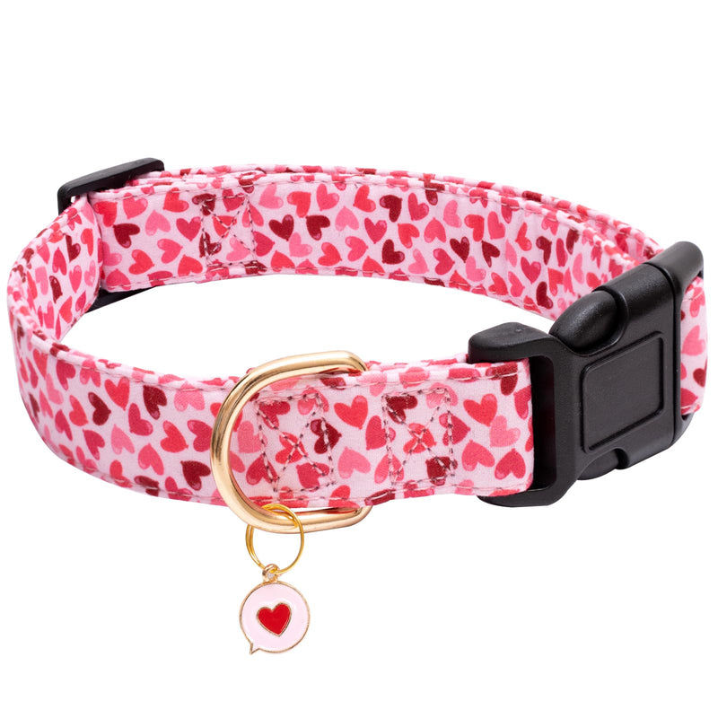 Faygarsle Valentine's Day Dog Collar Cute Loving Heart Printed Collar for Dogs for Small Medium Large Dogs Pink Cotton Collar for Girl and Boy Dogs L Pink Loveing - BeesActive Australia