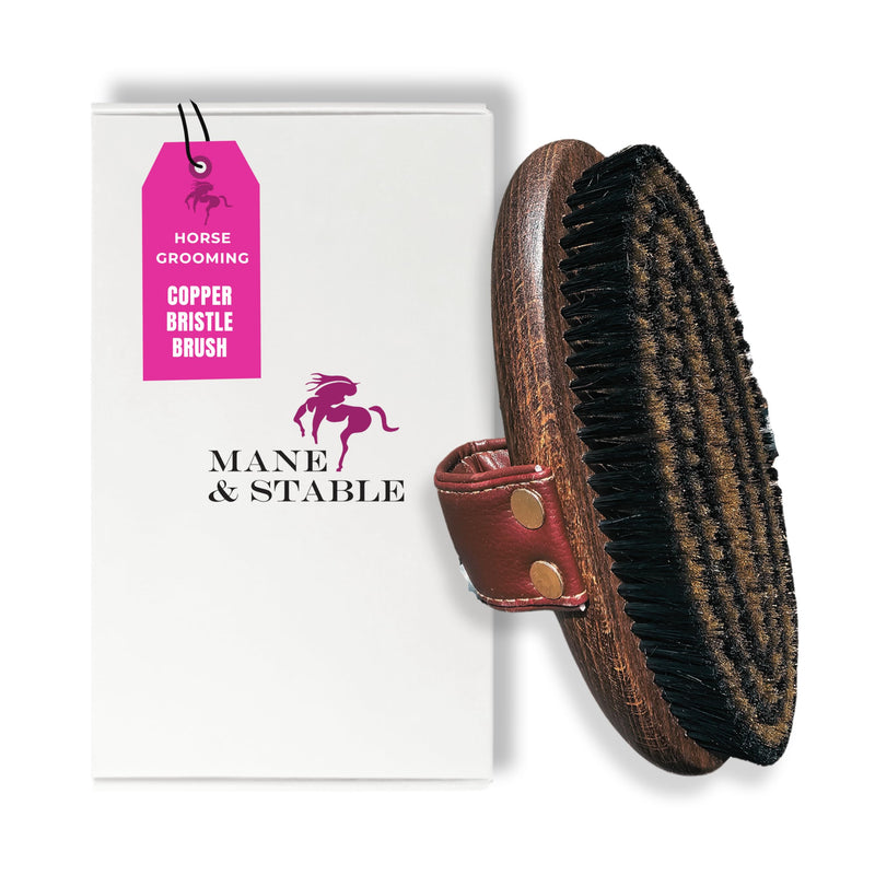 Horse Grooming Brush With Copper Bristles | Premium Handmade Horse Body Brush Removes Light Dirt, Dust & Scurf | Conditions Polishes For Radiant Shine | Professional Equine Brush Tool For Your Kit - BeesActive Australia