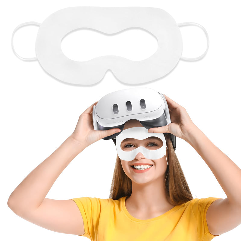 VR Face Cover Disposable Hygiene VR Face Eyes Mask Pads Facial Interface for Meta Quest 3 Quest 2, Accessories for Apple Vision Pro (Set 50, White) VR Disposable Mask White - BeesActive Australia