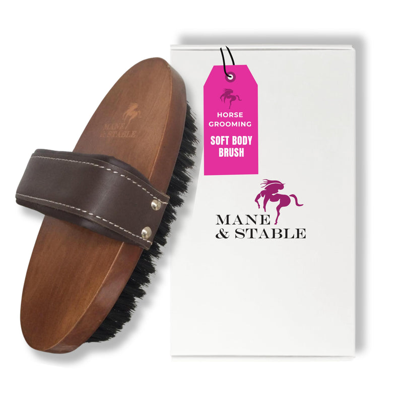 Horse Grooming Brush. Deluxe Handmade Soft Horse Brush For Face & Body. A Professional Equine Grooming Tool With Dense Soft Bristles To Gently Remove Surface Dust & Dirt & Promote A Smooth Shiny Coat. - BeesActive Australia
