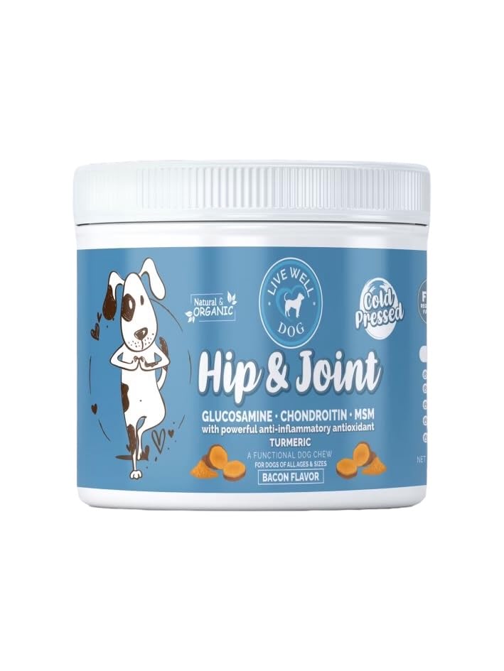 Hip & Joint Chew for Dogs - Now with Turmeric and Black Pepper - Pet Products with Glucosamine, Chondroitin, & MSM + Vitamins C and E for Dog Joint Relief – 120 Count - PawsPlanet Australia