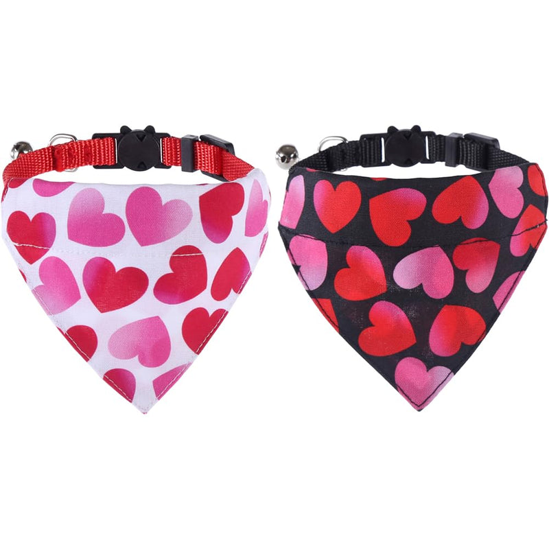 Valentine's Day Cat Collars Breakaway with Bandana Bell Pet Kitten Collar Adjustable Small Dog Puppies Girl Boy Valentine - BeesActive Australia