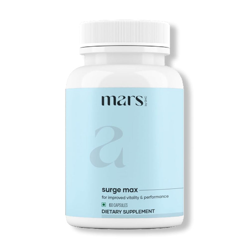 Mars Surgemax Natural Capsules with Shilajit & Safed Musli | Supports Energy, Strength & Immunity | for Active Lifestyle | 60 Capsules | Pack of 1