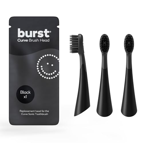 BURST Replacement Heads for Curve Sonic Electric Toothbrush (Black) Black