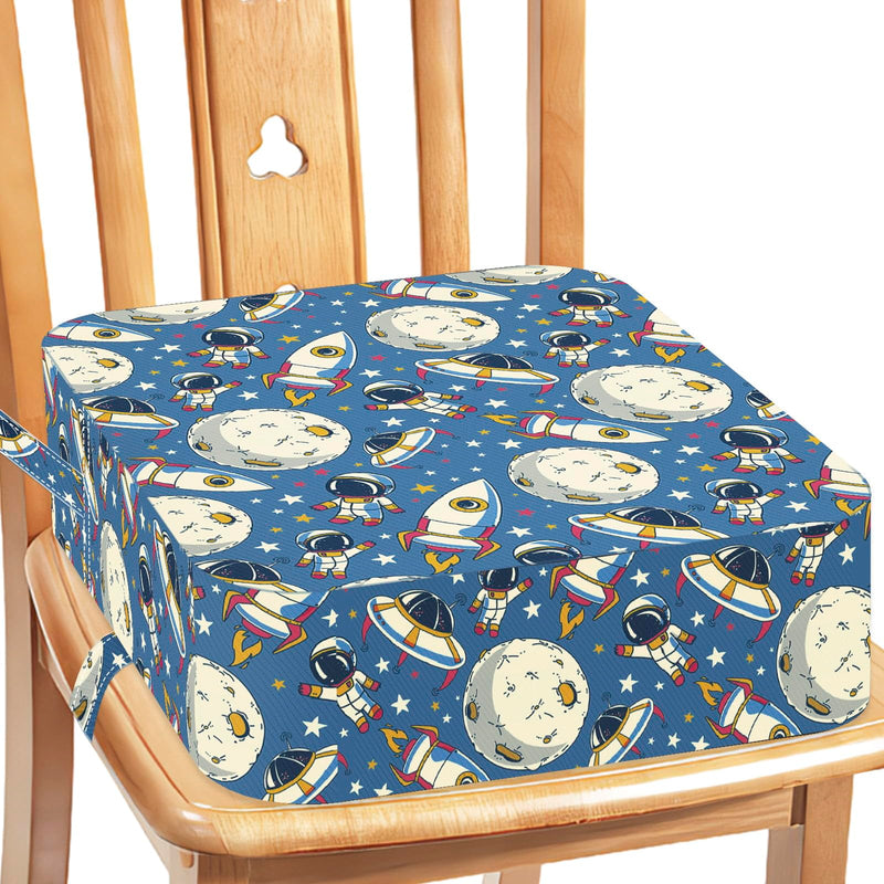 Booster Seat for Kitchen Chair - Toddler Non-Slip Portable Height Increasing Strong Support Seat Cushion Comfortable Detachable Easy to Clean Washable Booster Seat for Dining Table Lunar adventure-cyan blue - BeesActive Australia