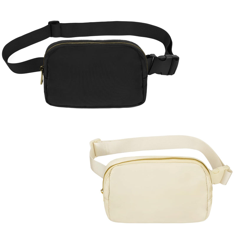 VOROLO Fanny Pack For Women And Men Crossbody Bag Belt Bag with Adjustable Strap Graduation Gifts Black+Khaki 2 Pack Fanny Pack