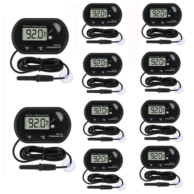 10Pcs Aquarium Thermometer Fish Tank Thermometer Reptile Terrarium Water Test Digital with LCD Display Fahrenheit/Celsius(℉/℃) 10PCS - BeesActive Australia