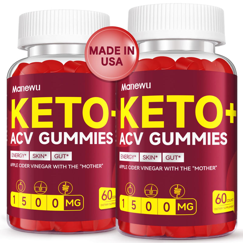 Keto ACV Gummies 1500mg, Organic Apple Cider Vinegar with Mother | Advanced Weight & Loss & Belly Fat Burn, Rapid Fat Burning Diet Supplement for Women, Gluten Free, Support Gut Digestion 60 Count (Pack of 2) Red Apple 2 Pack