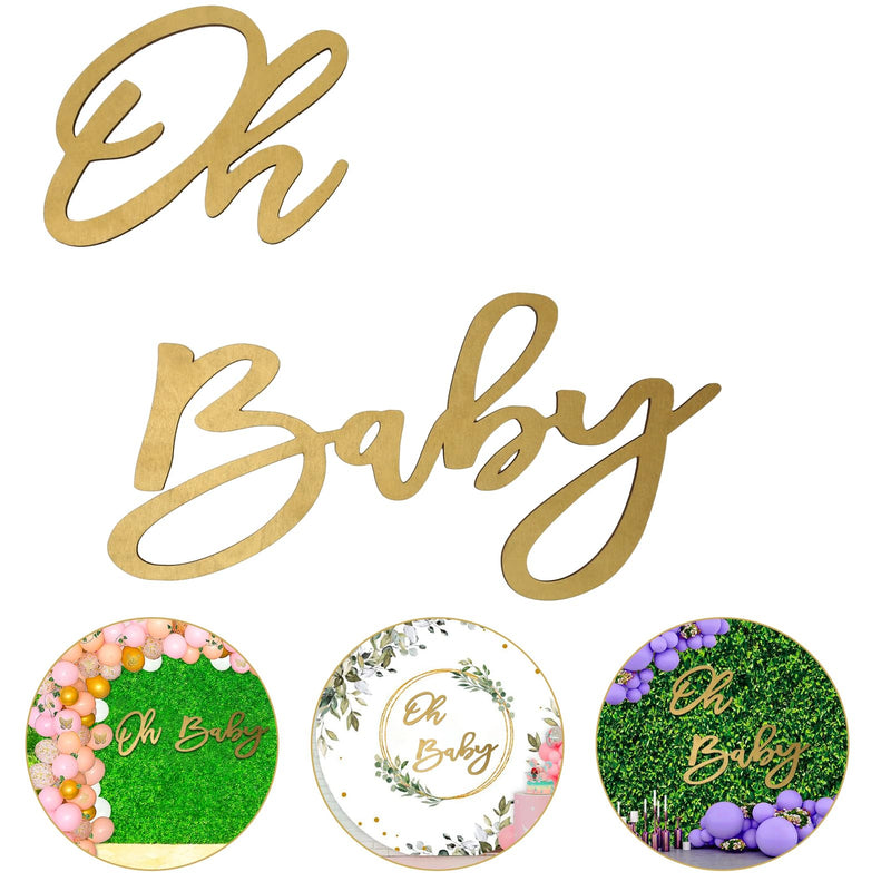 Cute Oh Baby Sign - Wooden Baby Shower Sign with Gold Painted Letters - Adorable Baby Banner for Gender Reveal Party Decor, Baby Shower Decorations - Stylish Photo Backdrop for Baby Boy and Baby Girl - BeesActive Australia