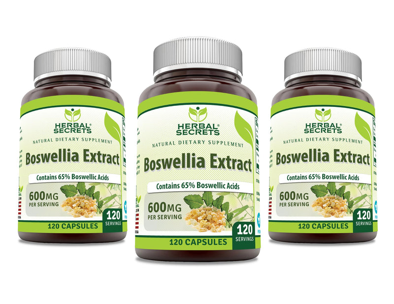 Herbal Secrets Boswellia Serrata Extract (65% Boswellic Acids) 600 mg Capsules Supplement | Non-GMO | Gluten Free (120 | 3 Pack) 120 | 3 Pack - BeesActive Australia