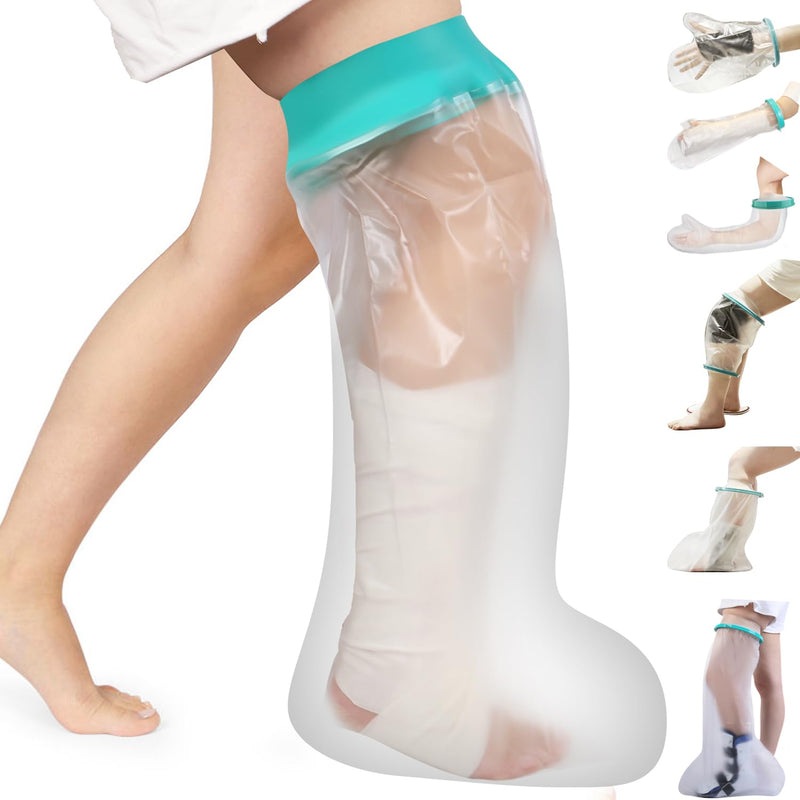 CIVJET Cast Covers for Shower Leg, Waterproof Cast Cover for Showering/Swimming, Cast Protector for Shower Leg Adult, Water Proof Shower Boots for Foot after Surgery, Knee, Ankle, Boot (Diameter-7.9") Reinforced Green - BeesActive Australia