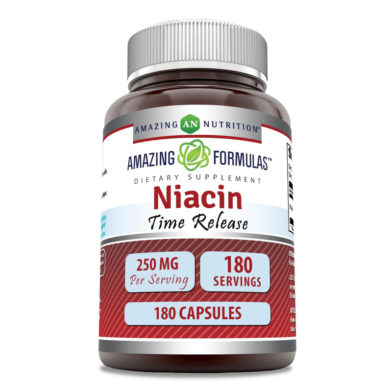 Amazing Formulas Niacin(Vitamin B3) 250 mg 180 Capsules Supplement | Non-GMO | Gluten Free | Made in USA
